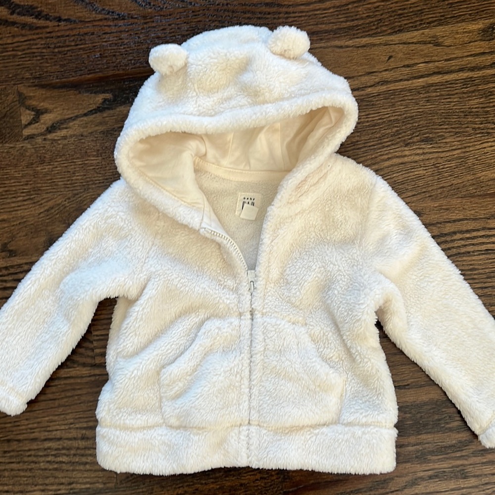 GAP baby hooded bear zip up fleece sweatshirt 6-12 months